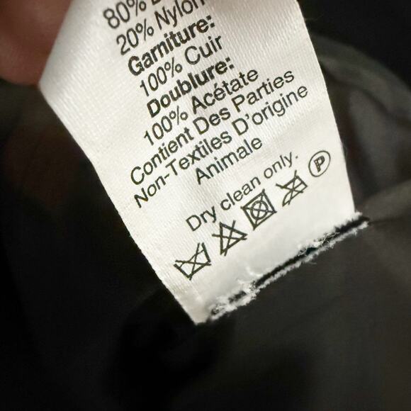 MADEWELL | Green Black City Grid Cocoon Coat Faux Leather Trim Wool Zip | 12 - Picture 9 of 9